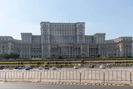 BUCHAREST, ROMANIA - AUGUST 16, 2021: The Palace of the Parliament at the center of city of Bucharest, Romaniaのeditorial素材