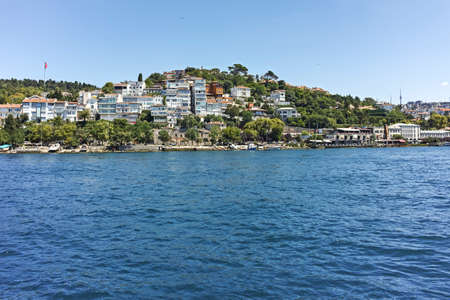 ISTANBUL, TURKEY - JULY 26, 2019: Amazing Panorama from Bosporus to city of Istanbul, Turkeyのeditorial素材