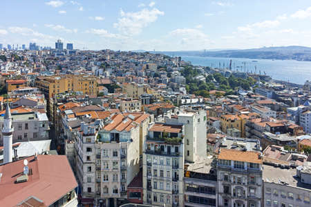 ISTANBUL, TURKEY - JULY 27, 2019: Amazing panorama from Galata Tower to city of Istanbul, Turkeyのeditorial素材