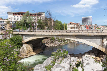 GABROVO, BULGARIA - MAY 1, 2021: Yantra River passing through the center of town of Gabrovo, Bulgariaのeditorial素材