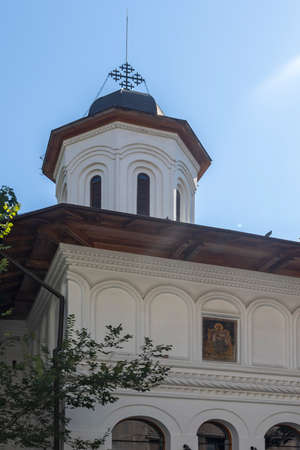 BUCHAREST, ROMANIA - AUGUST 17, 2021: St. Nicholas Built in a Day Church at downtown (old town) of city of Bucharest, Romaniaのeditorial素材