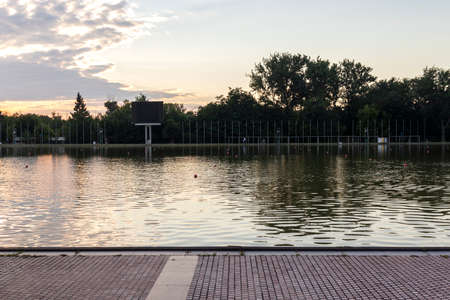 Sunset view of Rowing Venue in city of Plovdiv, Bulgariaの写真素材