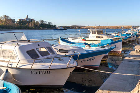 SOZOPOL, BULGARIA - AUGUST 29, 2020: Amazing Sunset at the port of Sozopol, Burgas Region, Bulgaria