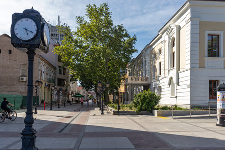 VIDIN, BULGARIA - MAY 23, 2021: Typical Building and street at the center of town of Vidin, Bulgaria