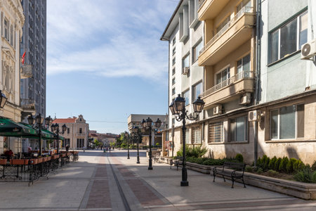 VIDIN, BULGARIA - MAY 23, 2021: Typical Building and street at the center of town of Vidin, Bulgariaのeditorial素材