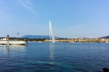 GENEVA, SWITZERLAND - JUNE 17, 2023: Amazing Sunset view of city of Geneva, Switzerlandの写真素材