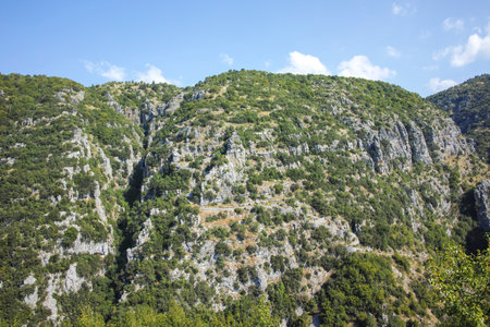 Amazing view of  Vradeto Steps at  Vikos gorge and Pindus Mountains, Zagori, Epirus, Greece