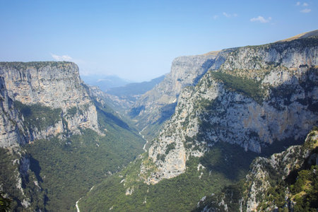 Amazing Summer view of  Vikos gorge and Pindus Mountains, Zagori, Epirus, Greeceの写真素材