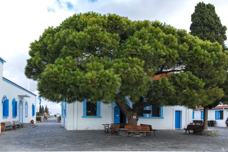 PORTO LAGOS, GREECE - DECEMBER 26, 2017: Saint Nicholas Monastery located on two islands in Porto Lagos, East Macedonia and Thrace, Greeceの写真素材