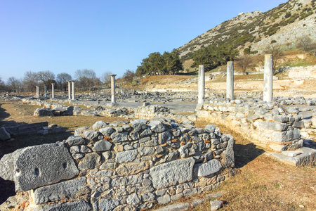 Ancient Ruins at archaeological area of Philippi, Eastern Macedonia and Thrace, Greece