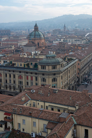 Panorama of The old town of Bologna, Emilia-Romagna, Italyの写真素材