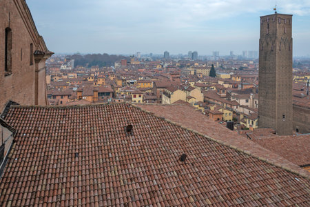 Panorama of The old town of Bologna, Emilia-Romagna, Italyの写真素材