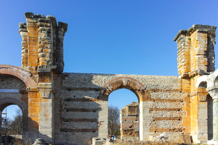 Ancient Ruins at archaeological area of Philippi, Eastern Macedonia and Thrace, Greeceの写真素材