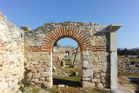 Ancient Ruins at archaeological area of Philippi, Eastern Macedonia and Thrace, Greeceの写真素材