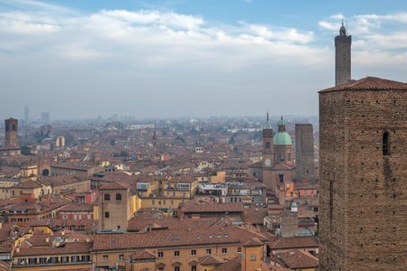 Panorama of The old town of Bologna, Emilia-Romagna, Italyの写真素材
