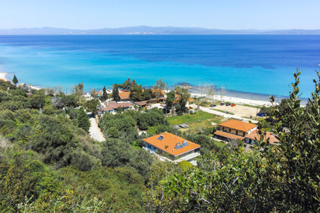 Panorama of the Historical town of Afytos, Kassandra, Chalkidiki, Central Macedonia, Greeceの写真素材