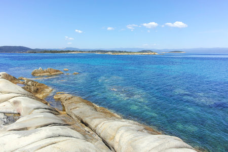 Amazing view of Sithonia coastline near Karydi Beach, Chalkidiki, Central Macedonia, Greeceの写真素材