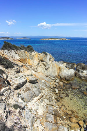 Amazing view of Sithonia coastline near Karydi Beach, Chalkidiki, Central Macedonia, Greeceの写真素材