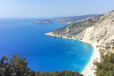 Amazing view of Myrtos Beach, Cephalonia, Ionian Islands, Greeceの写真素材