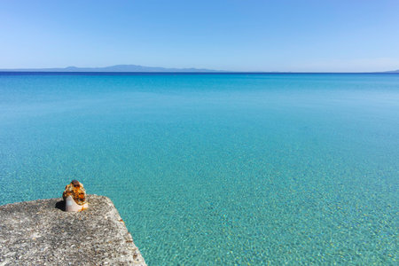 Amazing view of Kassandra coastline near town of Kallithea, Chalkidiki, Central Macedonia, Greeceの写真素材