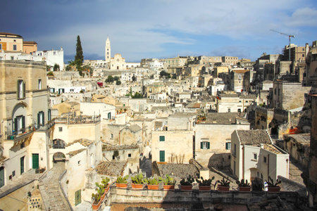 Amazing view of The Old town of Matera, Basilicata Region, Italyの写真素材