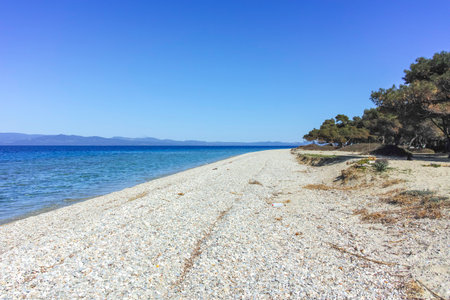Amazing view of Kassandra coastline near Lagoon Beach, Chalkidiki, Central Macedonia, Greeceの写真素材