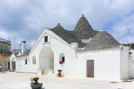 Amazing view of The Old town of Alberobello, Apulia Region, Italyの写真素材
