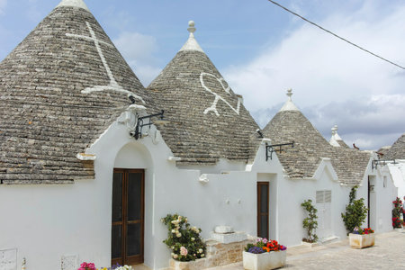 Amazing view of The Old town of Alberobello, Apulia Region, Italyの写真素材