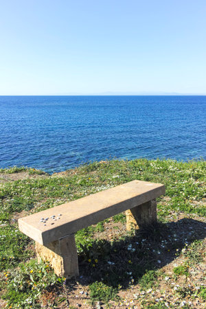 Amazing view of Kassandra coastline near near village of Xina, Chalkidiki, Central Macedonia, Greeceの写真素材