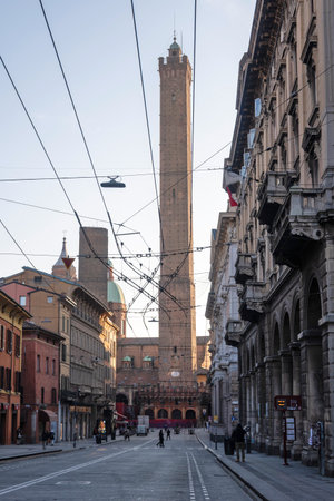 BOLOGNA, ITALY - DECEMBER 07, 2024: Panorama of The Old Town of city of Bologna, Emilia-Romagna Region, Italyのeditorial素材