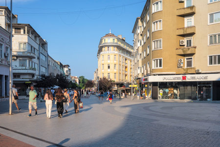 VARNA, BULGARIA - JULY 17, 2025: Summer Panorama of The center of City of Varna, Bulgariaのeditorial素材