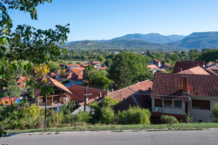 NISKA BANJA, SERBIA - SEPTEMBER 21, 2025:  Panoramic view of spa resort of Niska Banja near city of Nis, Serbiaのeditorial素材