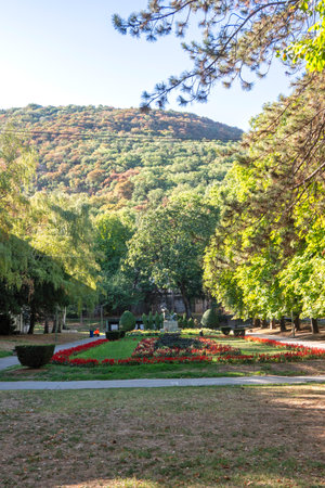 NISKA BANJA, SERBIA - SEPTEMBER 21, 2025:  Panoramic view of spa resort of Niska Banja near city of Nis, Serbiaのeditorial素材