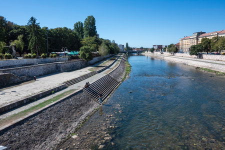 NIS, SERBIA - SEPTEMBER 21, 2025: Amazing Panorama of the center of City of Nis, Serbiaのeditorial素材