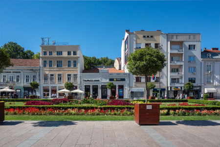 NIS, SERBIA - SEPTEMBER 21, 2025: Amazing Panorama of the center of City of Nis, Serbiaのeditorial素材