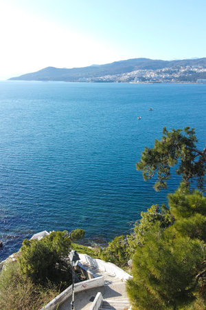 KAVALA, GREECE - DECEMBER 27, 2023: The Old town of city of Kavala, Eastern Macedonia and Thrace, Greeceのeditorial素材