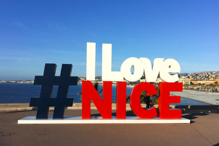 NICE, FRANCE - JANUARY 25, 2024: Amazing Panorama of city of Nice, Provence Alpes-Cote d'Azur, Franceのeditorial素材