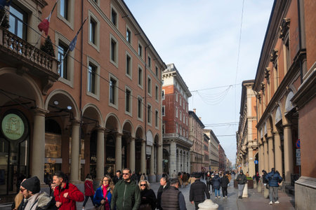 BOLOGNA, ITALY - DECEMBER 07, 2024: Panorama of The Old Town of city of Bologna, Emilia-Romagna...