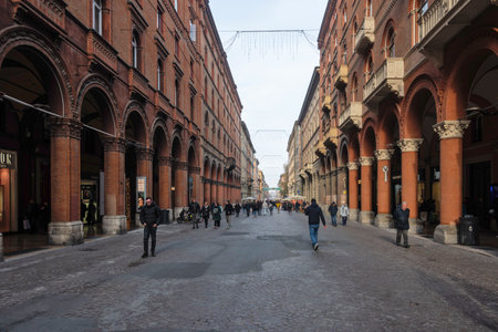 BOLOGNA, ITALY - DECEMBER 07, 2024: Panorama of The Old Town of city of Bologna, Emilia-Romagna...