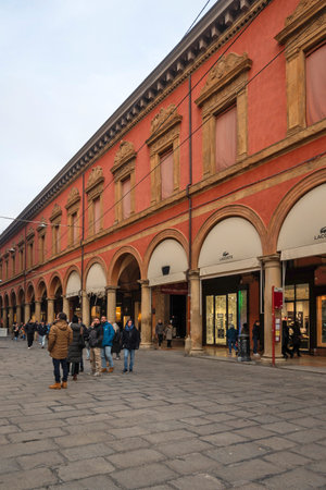 BOLOGNA, ITALY - DECEMBER 07, 2024: Panorama of The Old Town of city of Bologna, Emilia-Romagna...