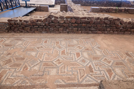 NIS, SERBIA - SEPTEMBER 21, 2025: Panorama of Ruins of The Villa of emperor Constantine at Archaeological area of Mediana in city of Nis, Serbiaの写真素材