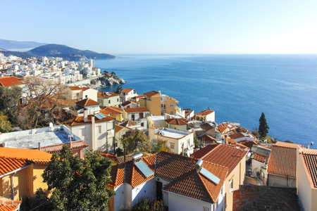 KAVALA, GREECE - DECEMBER 27, 2023: The Old town of city of Kavala, Eastern Macedonia and Thrace, Greeceのeditorial素材