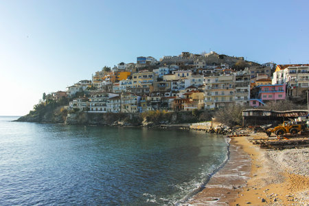 KAVALA, GREECE - DECEMBER 27, 2023: The Old town of city of Kavala, Eastern Macedonia and Thrace, Greeceのeditorial素材