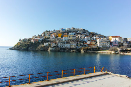 KAVALA, GREECE - DECEMBER 27, 2023: The Old town of city of Kavala, Eastern Macedonia and Thrace, Greeceのeditorial素材