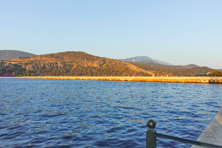 ARGOSTOLION, GREECE - AUGUST 3, 2024: Amazing Sunset view of town of Argostolion, Cephalonia, Ionian Islands, Greeceのeditorial素材