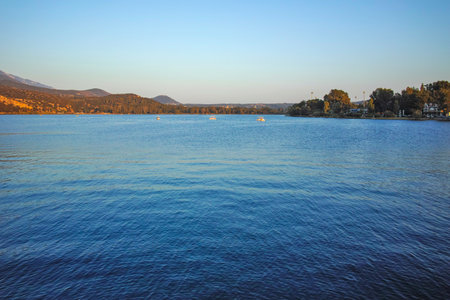 ARGOSTOLION, GREECE - AUGUST 3, 2024: Amazing Sunset view of town of Argostolion, Cephalonia, Ionian Islands, Greeceのeditorial素材