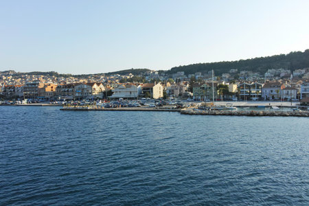ARGOSTOLION, GREECE - AUGUST 3, 2024: Amazing Sunset view of town of Argostolion, Cephalonia, Ionian Islands, Greeceのeditorial素材