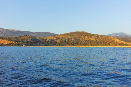 ARGOSTOLION, GREECE - AUGUST 3, 2024: Amazing Sunset view of town of Argostolion, Cephalonia, Ionian Islands, Greeceのeditorial素材