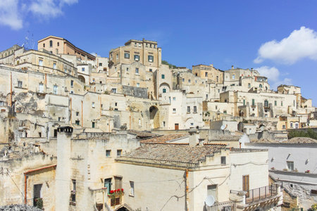 MATERA, ITALY - MAY 14, 2024: Amazing view of The Old town of Matera, Basilicata Region, Italy