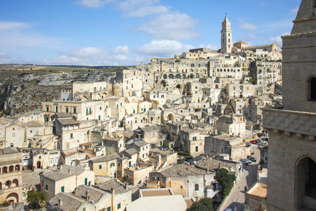 MATERA, ITALY - MAY 14, 2024: Amazing view of The Old town of Matera, Basilicata Region, Italy